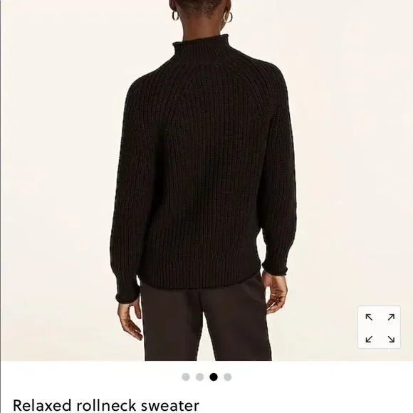 J Crew Relaxed Rollneck Sweater Womens 2X Black Chunky Knit Turtleneck Fisherman - Picture 11 of 16